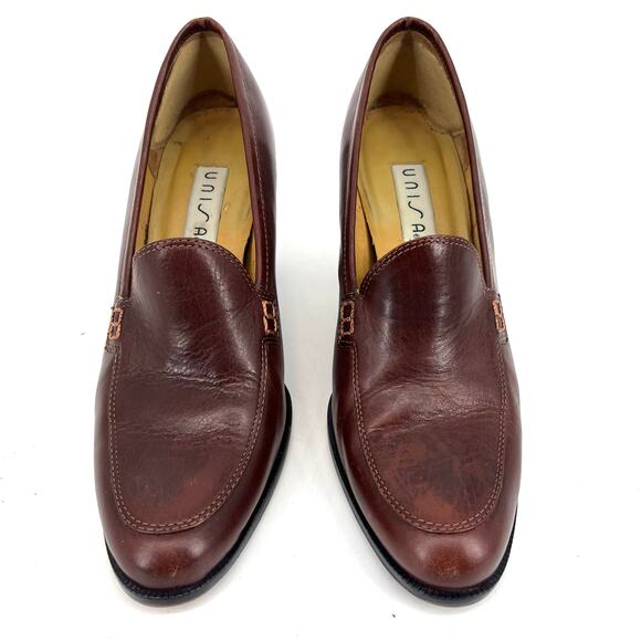 Unisa Women's Chestnut Brown Leather Almond Toe Heeled Pumps 8B - Picture 8 of 8